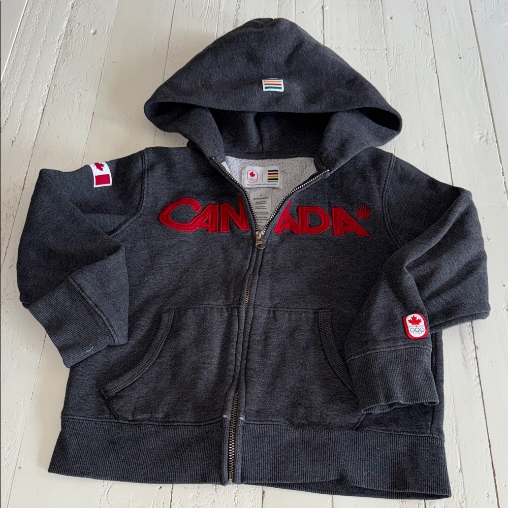 🎀6 Hudson’s Bay stripes Canada Kids Hoodie - Gray gender neutral